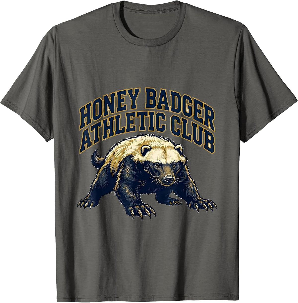 Men's Honey Badger Athletic Club Funny Wildlife Animal Lover Gift T-Shirt - Asphalt Grey