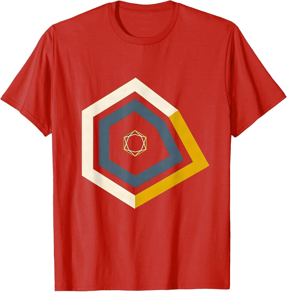 Men's Nested Gold Line 911 Dispatcher First Responder Tribute T-Shirt - Red