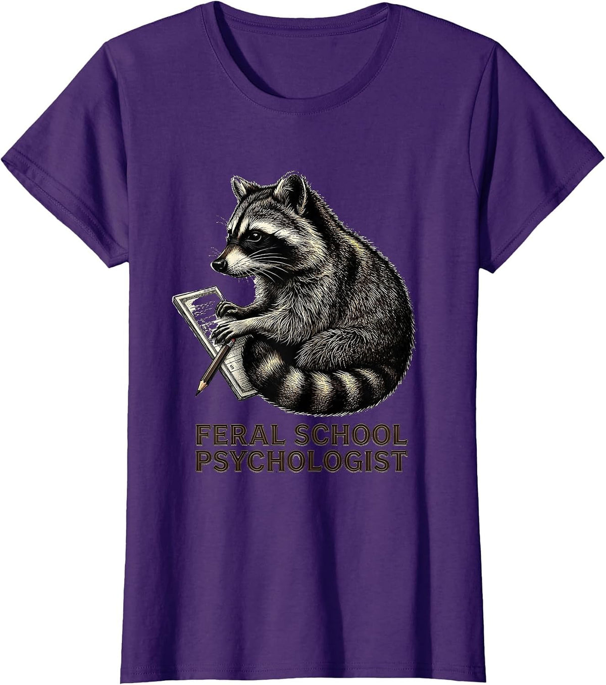 Women's Feral School Psychologist Funny Teacher Back To School T-Shirt - Purple