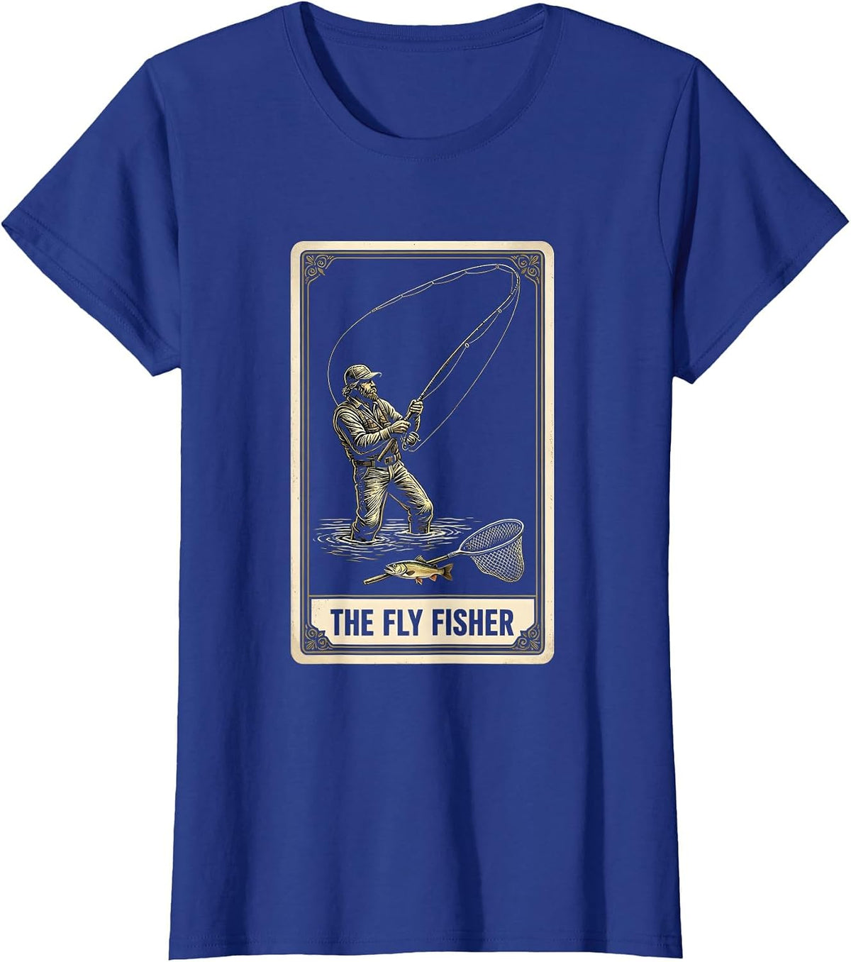 Women's The Fly Fisher Tarot Card Vintage Fishing Gift T-Shirt - Royal Blue