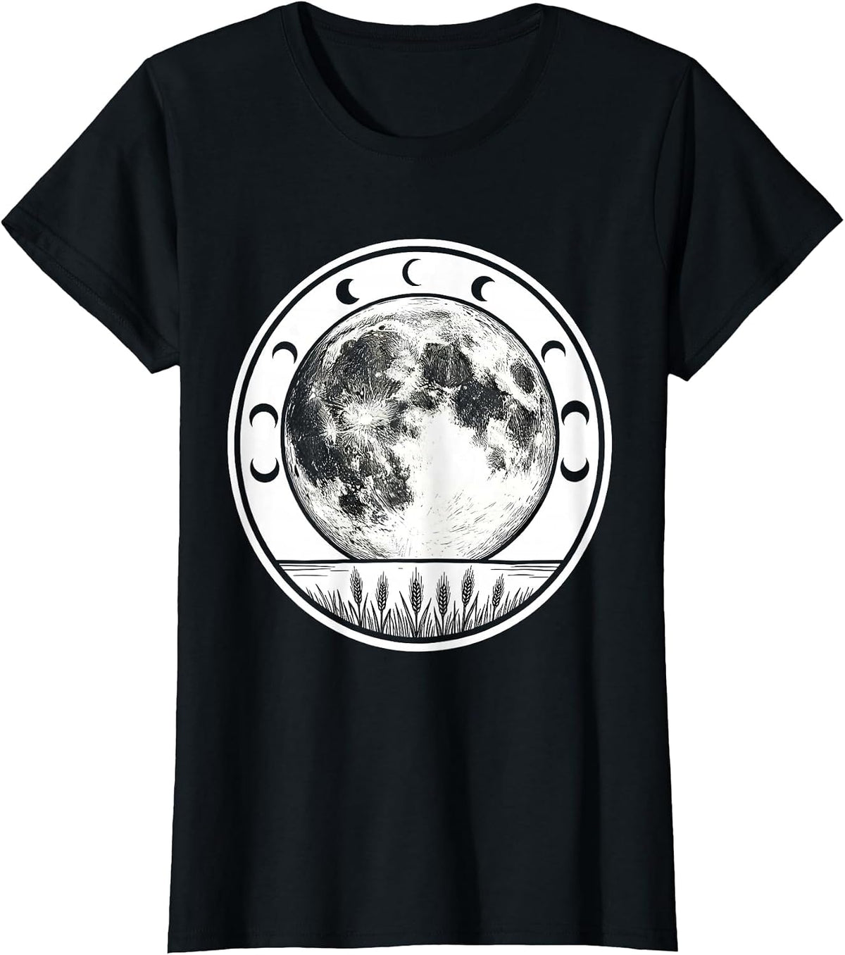 Women's Lunar Cycle Moon Phase Astronomy Astrology Celestial T-Shirt - Black