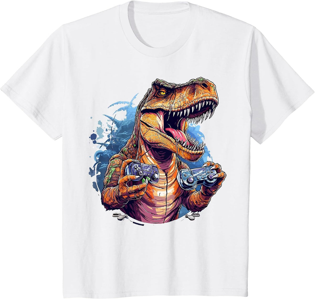 Gamer Dinosaur T Rex Aesthetic Dinosaur Playing Video Game T-Shirt - White