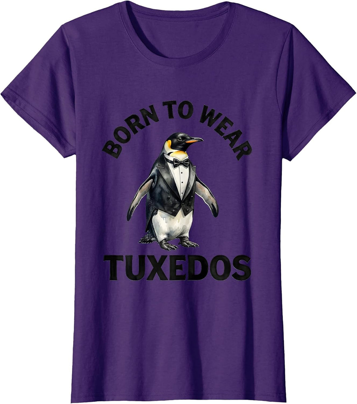 Women's Born to Wear Tuxedos Formal Style Design T-Shirt - Purple