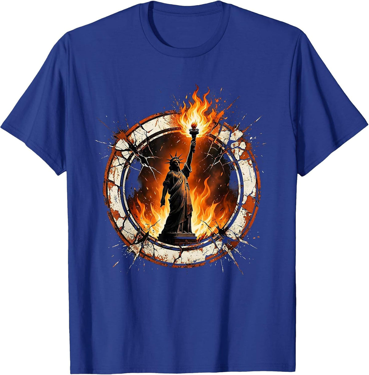 Flaming Torch Thrower Bold Graphic Design T-Shirt - Royal Blue