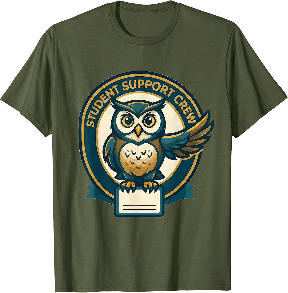 Student Support Crew Groovy Retro School Counselor T-Shirt - Olive Green