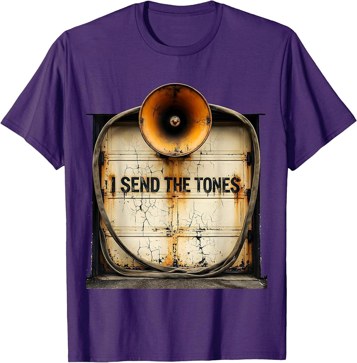 I Send The Tones Distressed 911 Dispatcher Thin Yellow Line T-Shirt - Purple