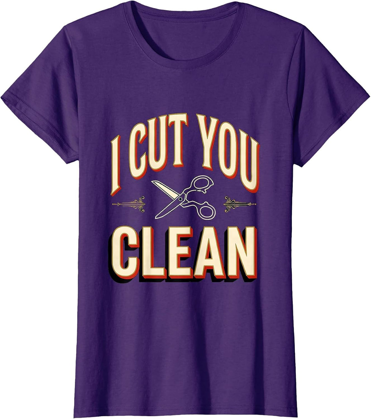 Women's I Cut You Clean Vintage Barber Humor Hairdresser Gift T-Shirt - Purple