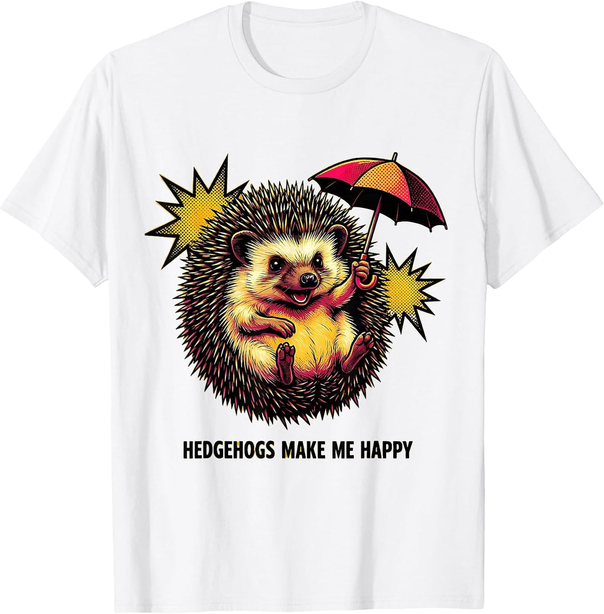 Men's Hedgehogs Make Me Happy Cute Hedgehog Animal Lover Gift T-Shirt - White
