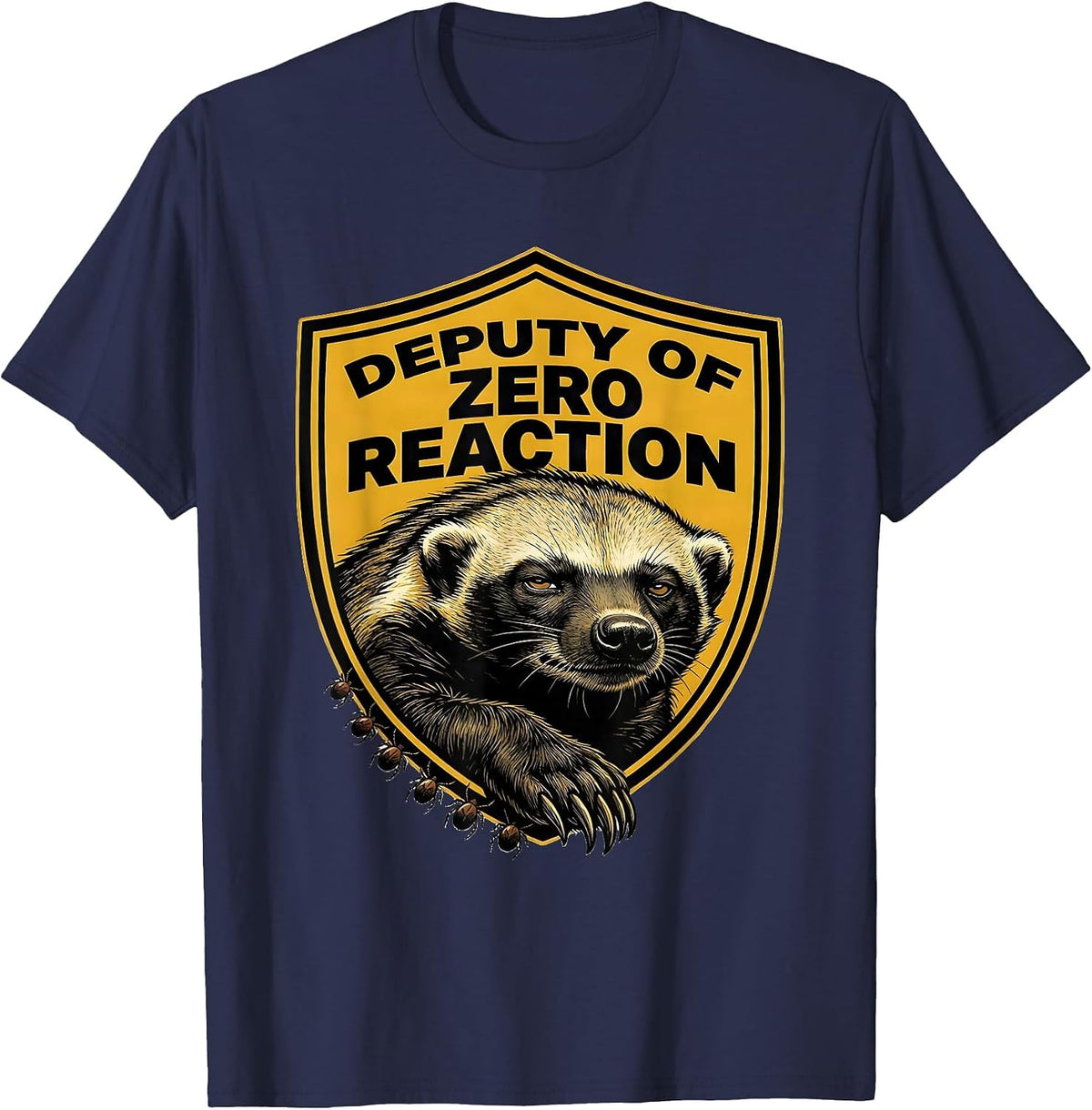 Men's Deputy Of Zero Reaction Funny Honey Badger Meme Animal Humor T-Shirt - Navy Blue