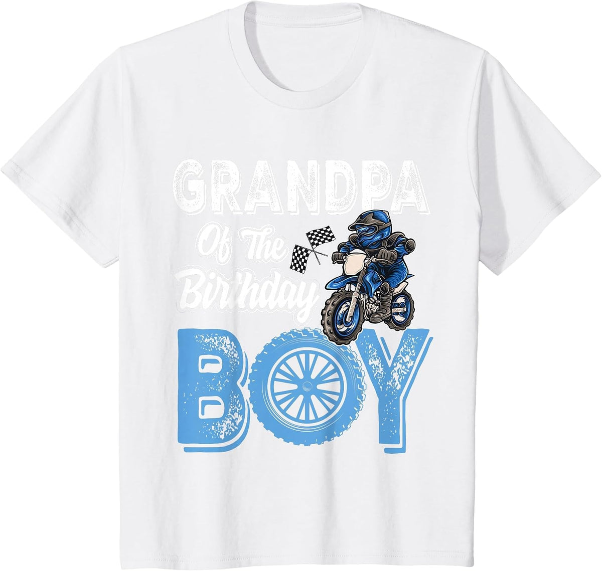 Grandpa of the Birthday Boy Dirt Bike B-Day Motocross Party T-Shirt - White