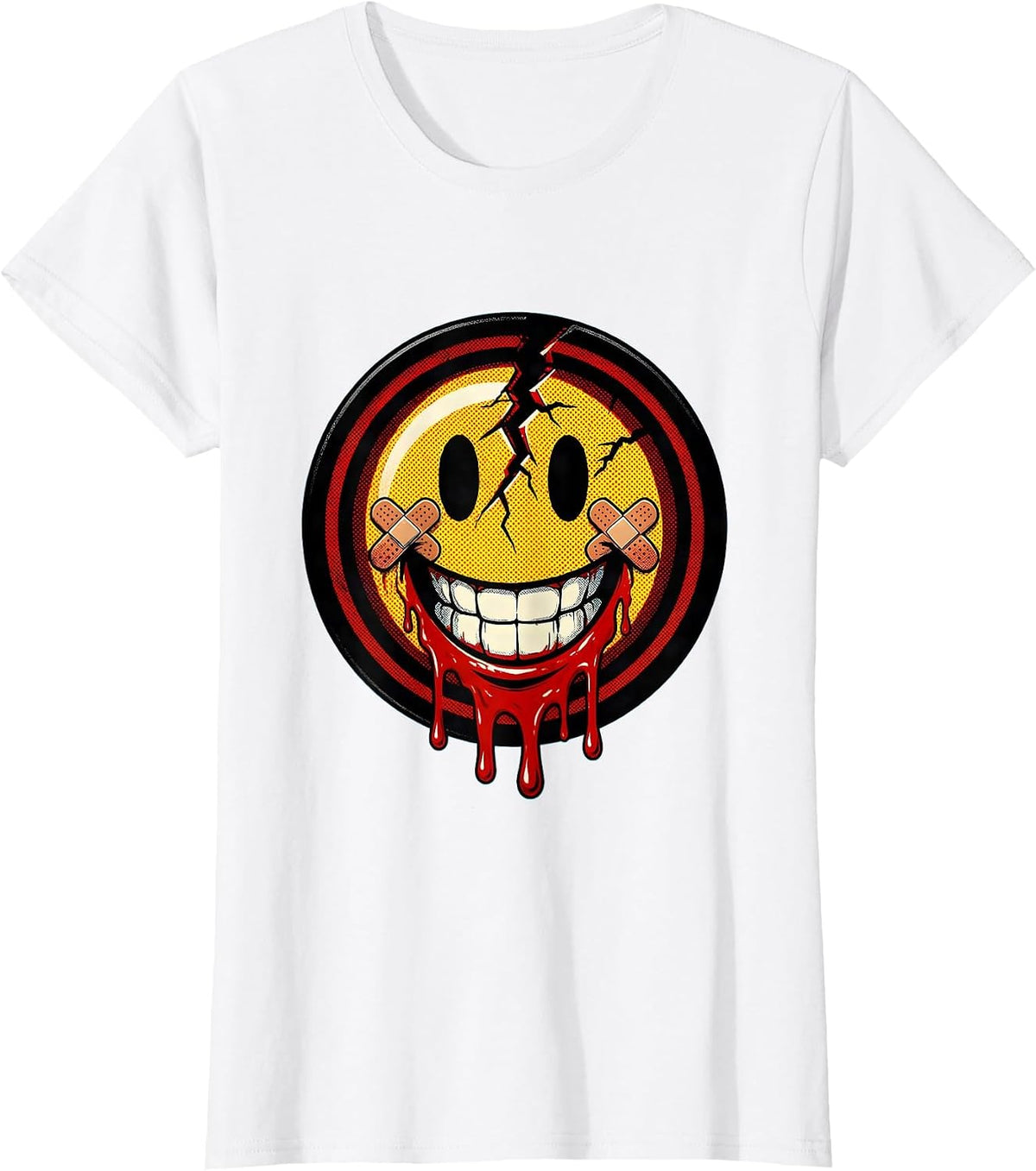 I'm Fine Bloody Smiling Face Graphic T-Shirt - White