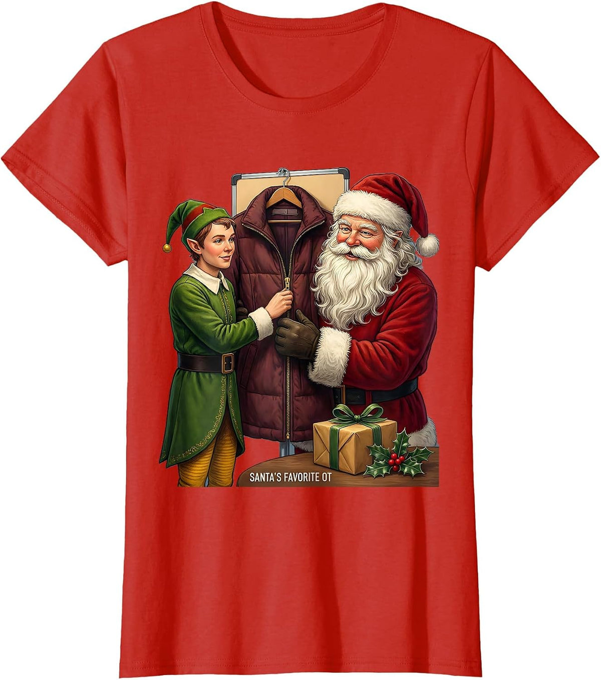 Santa's Favorite OT Funny Occupational Therapist Holiday T-Shirt - Red