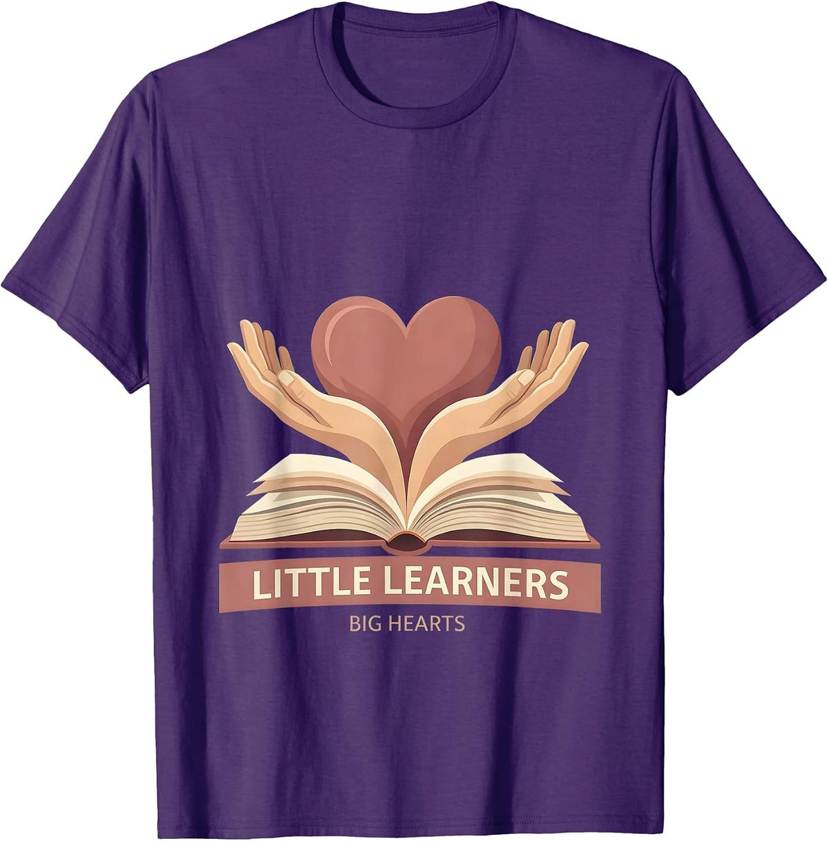 Men's Little Learners Big Hearts Elementary Teacher Design T-Shirt - Purple