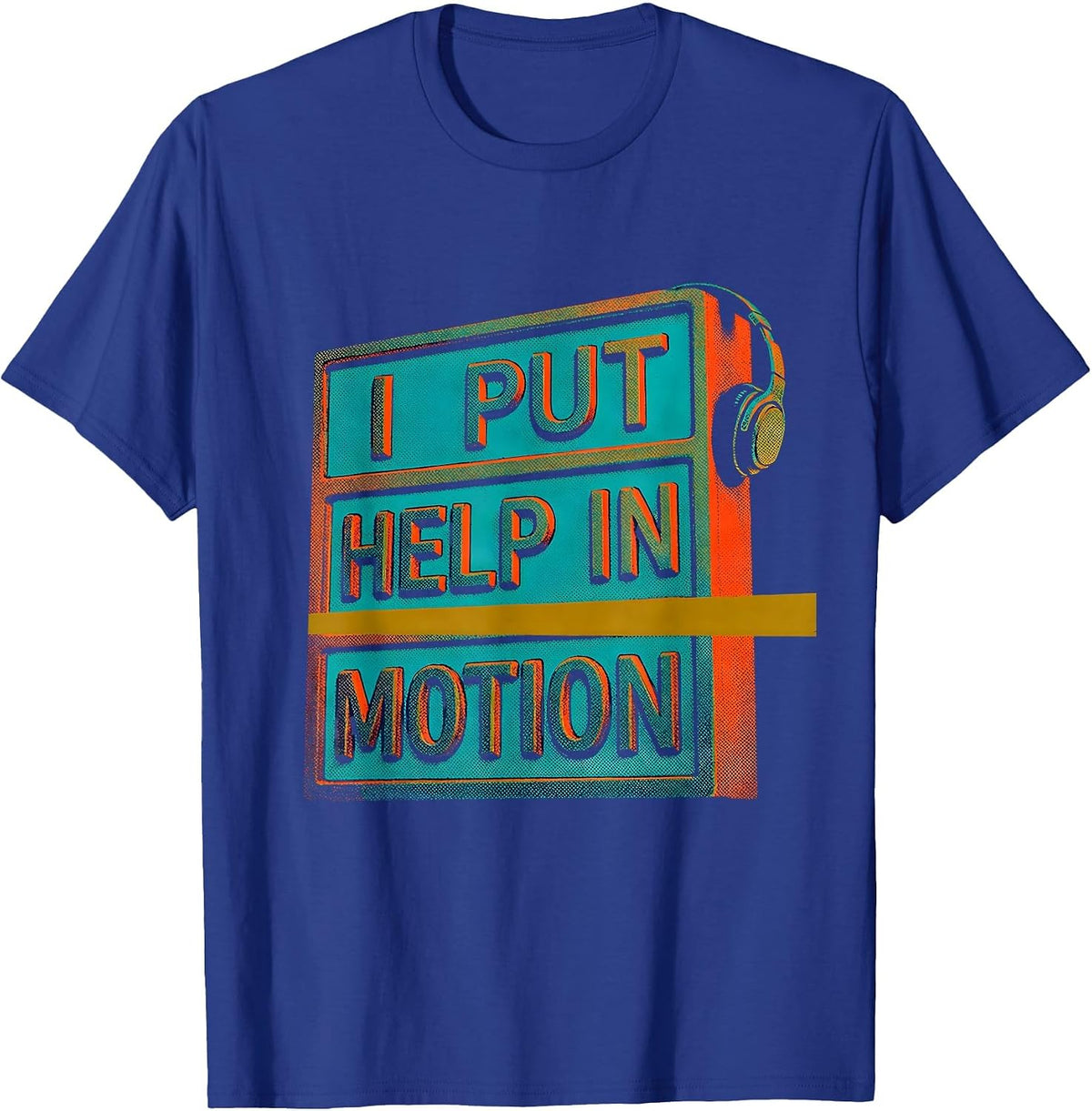 Men's I Put Help In Motion Risograph 911 Dispatcher Thin Gold Line T-Shirt - Royal Blue