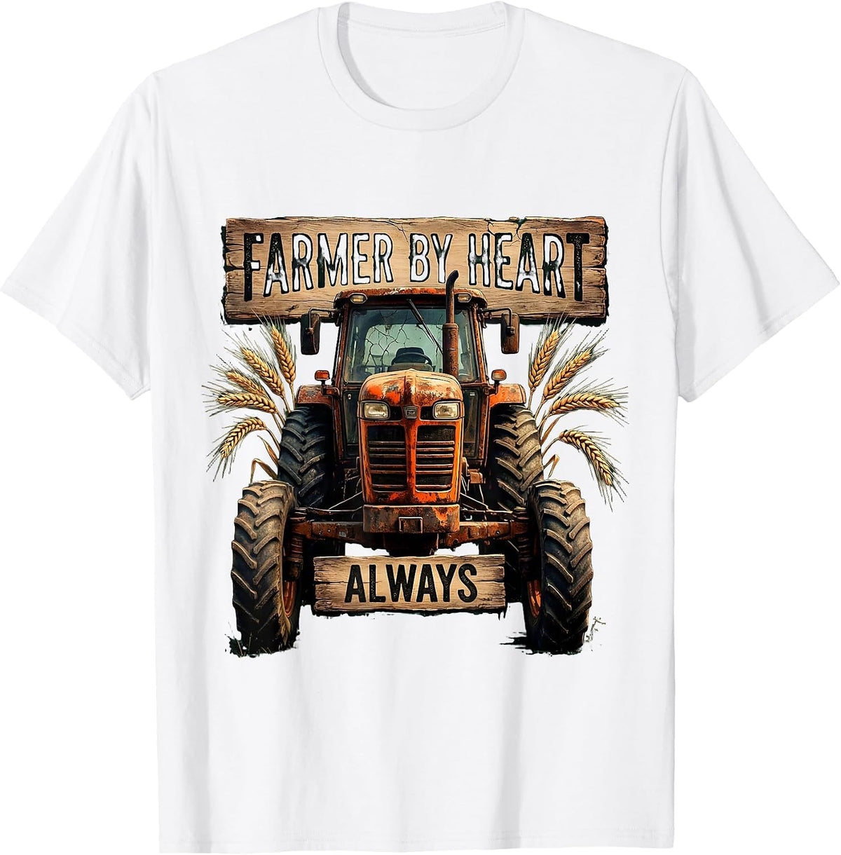 Men's Farmer By Heart Always Country Pride Design T-Shirt - White