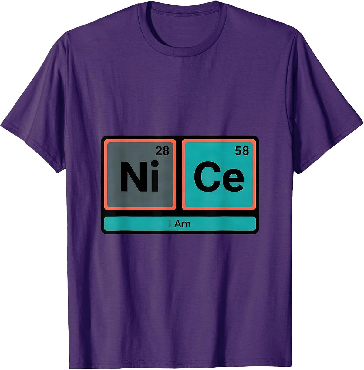 Men's I Am NiCe Funny Chemistry Pun Science Lover Gift T-Shirt - Purple