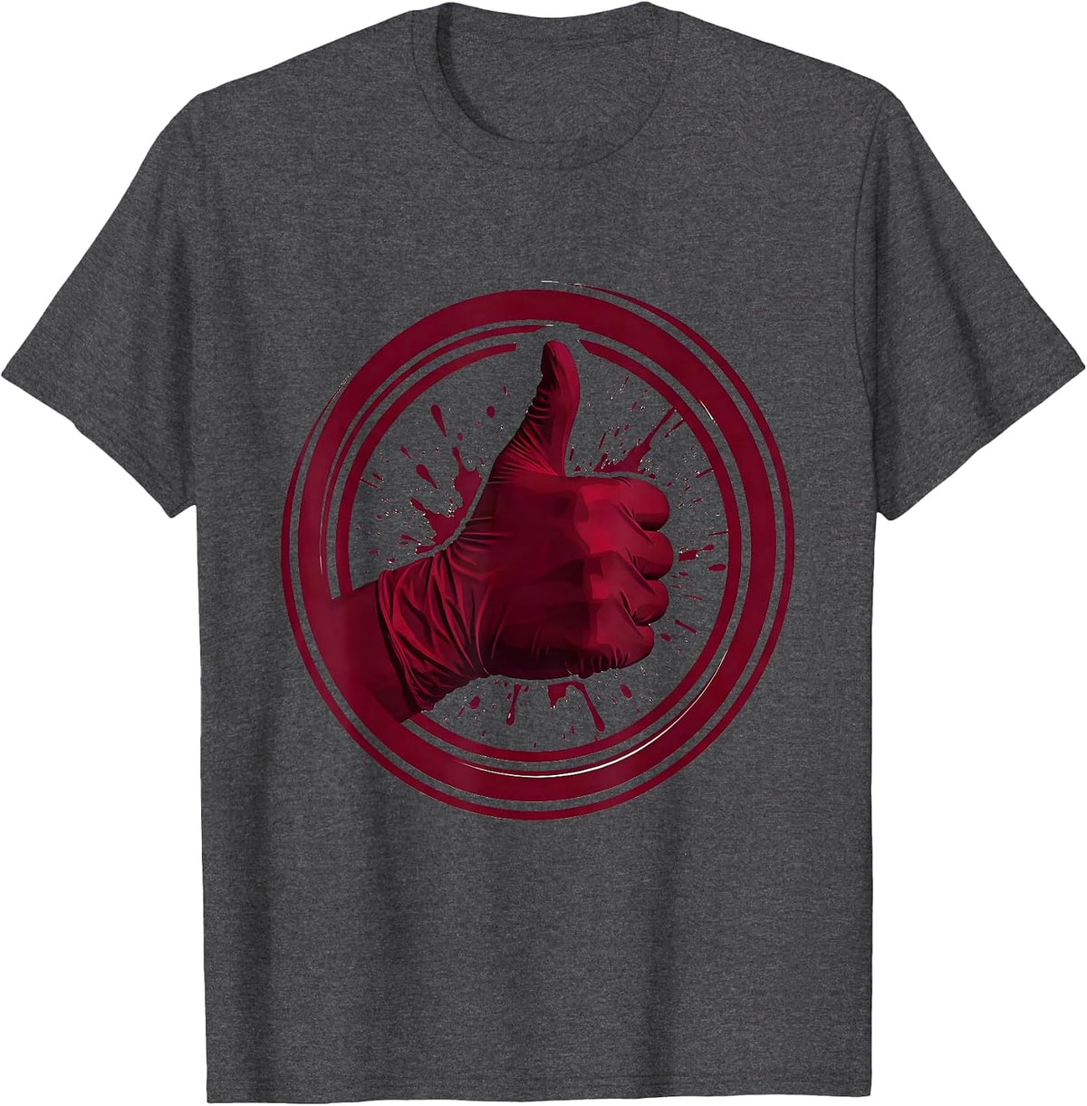 Surgeon Thumbs Up Bloody Glove Graphic T-Shirt - Dark Heather Grey