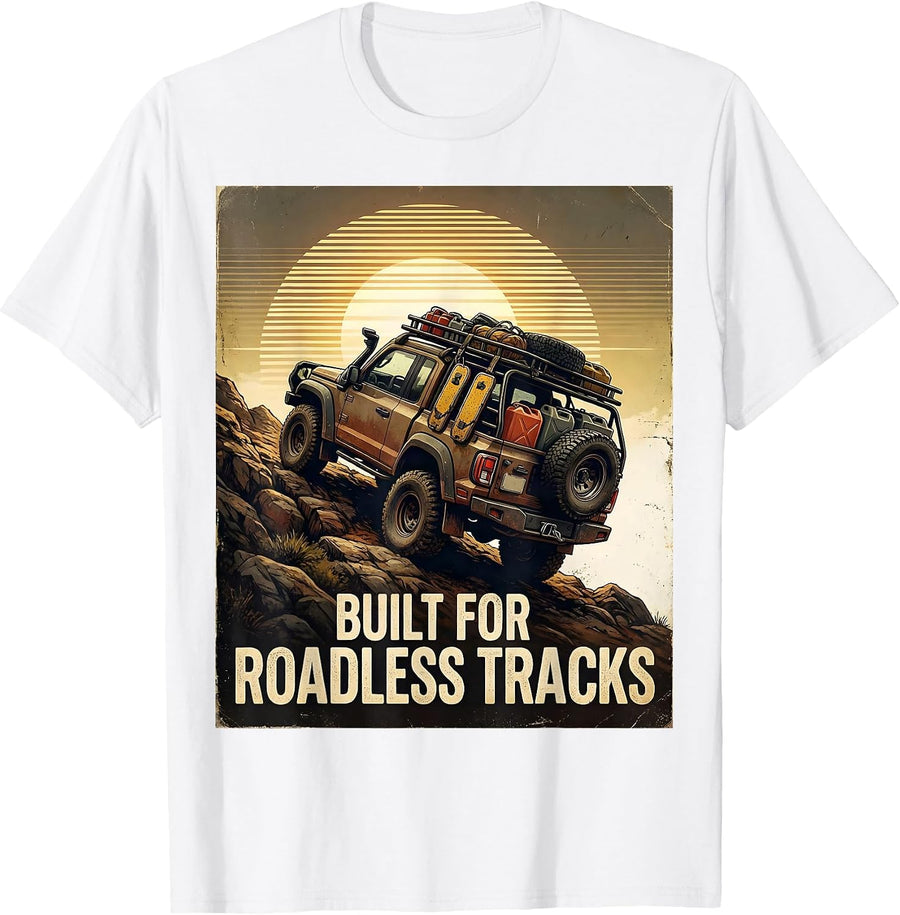 Men's Built For Roadless Tracks Vintage 4x4 Off-Road Adventure T-Shirt - White