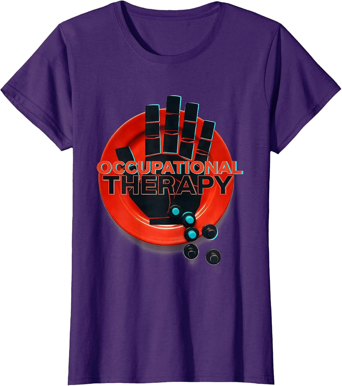 Women's Occupational Therapy New Wave Retro OT Therapist Gift T-Shirt - Purple