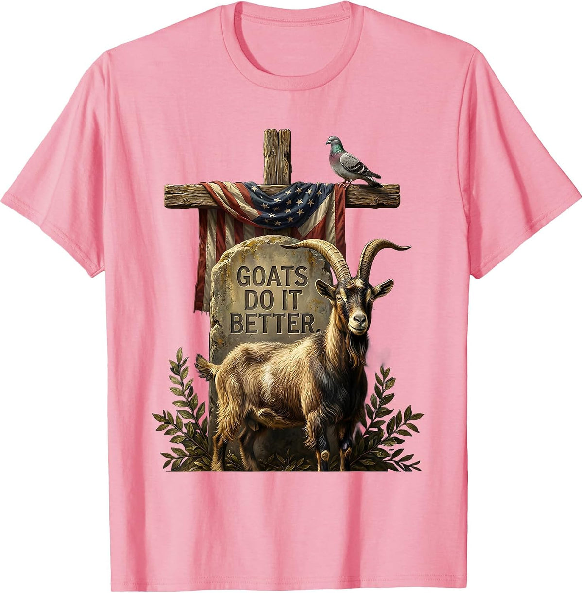 Men's Goats Do It Better Funny Goat Design T-Shirt - Pink