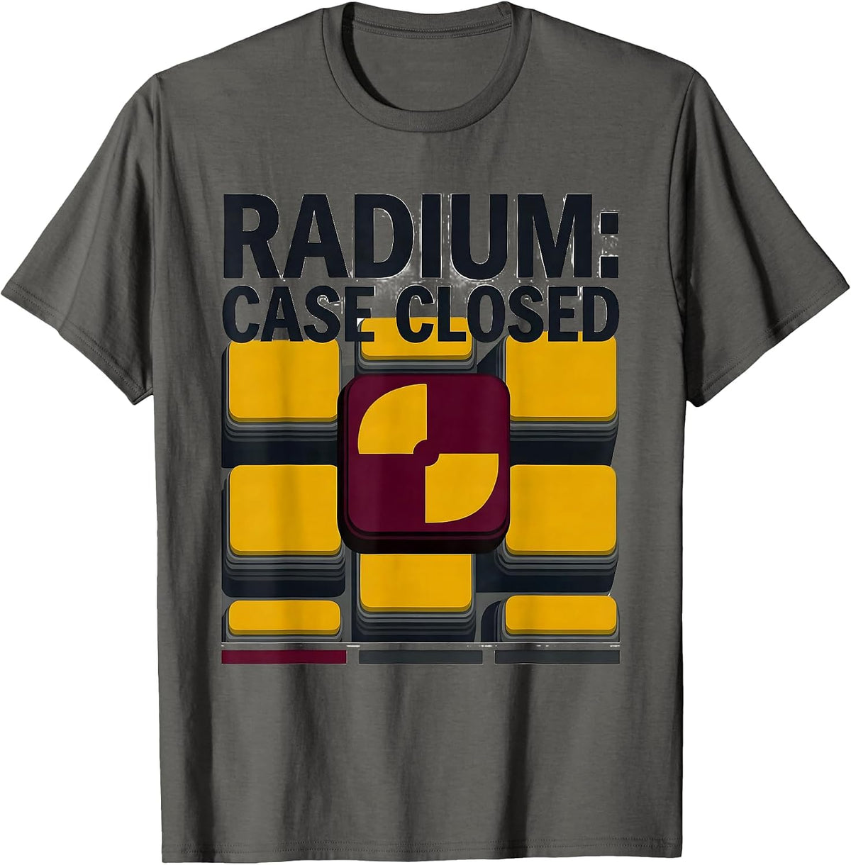 Radium: Case Closed Funny Periodic Table Science Teacher T-Shirt - Asphalt Grey