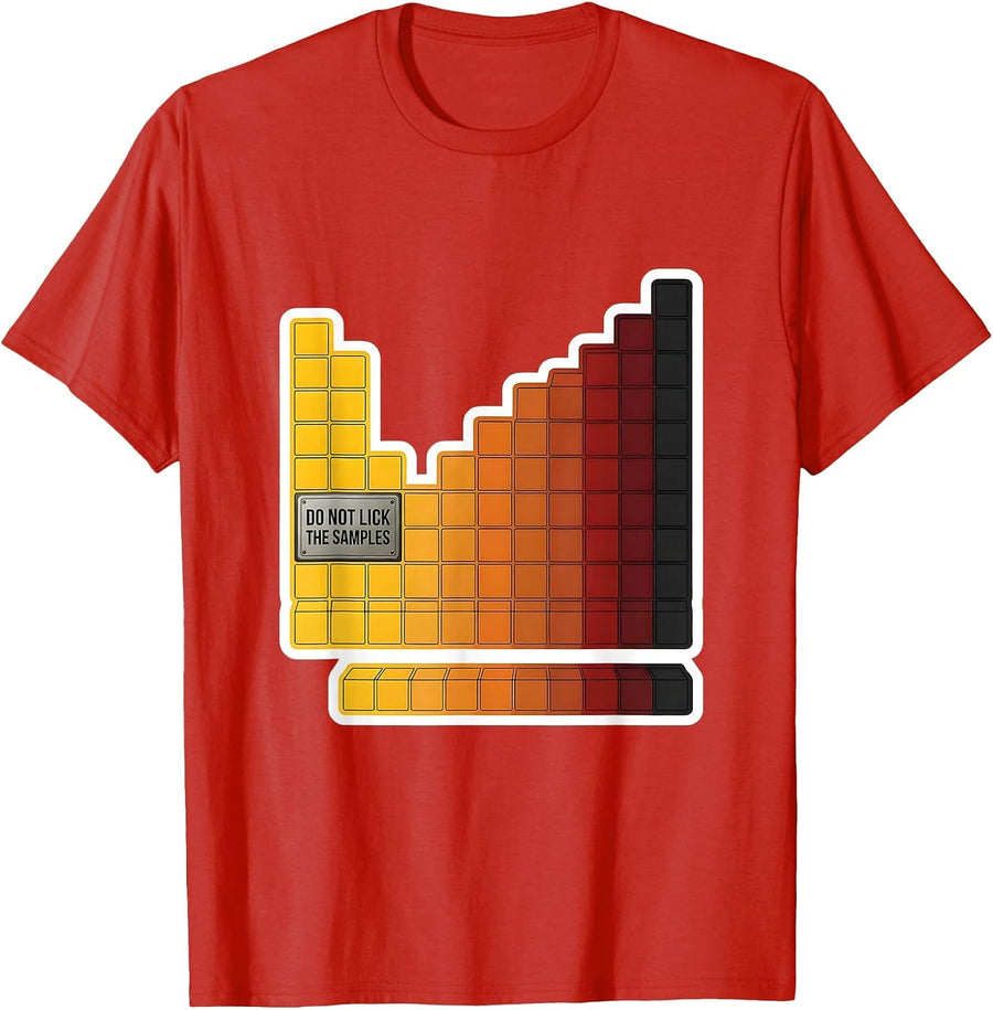 Men's Do Not Lick The Samples Funny Periodic Table Chemistry T-Shirt - Red