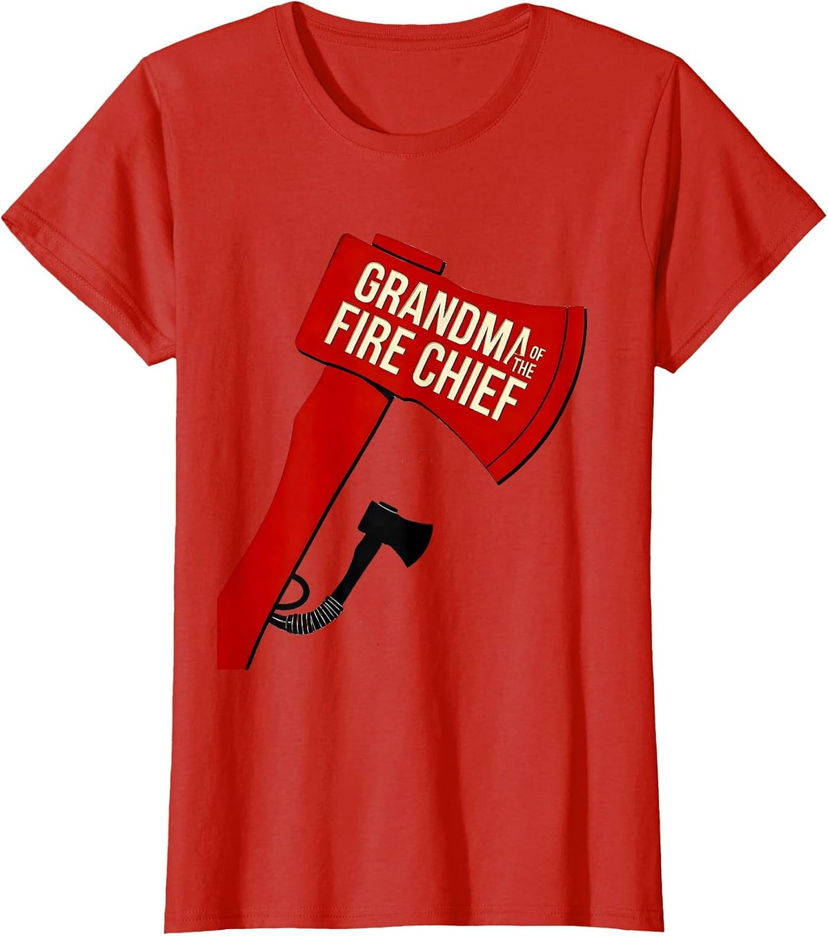 Grandma Of The Fire Chief Stencil Firefighter Birthday Party T-Shirt - Red