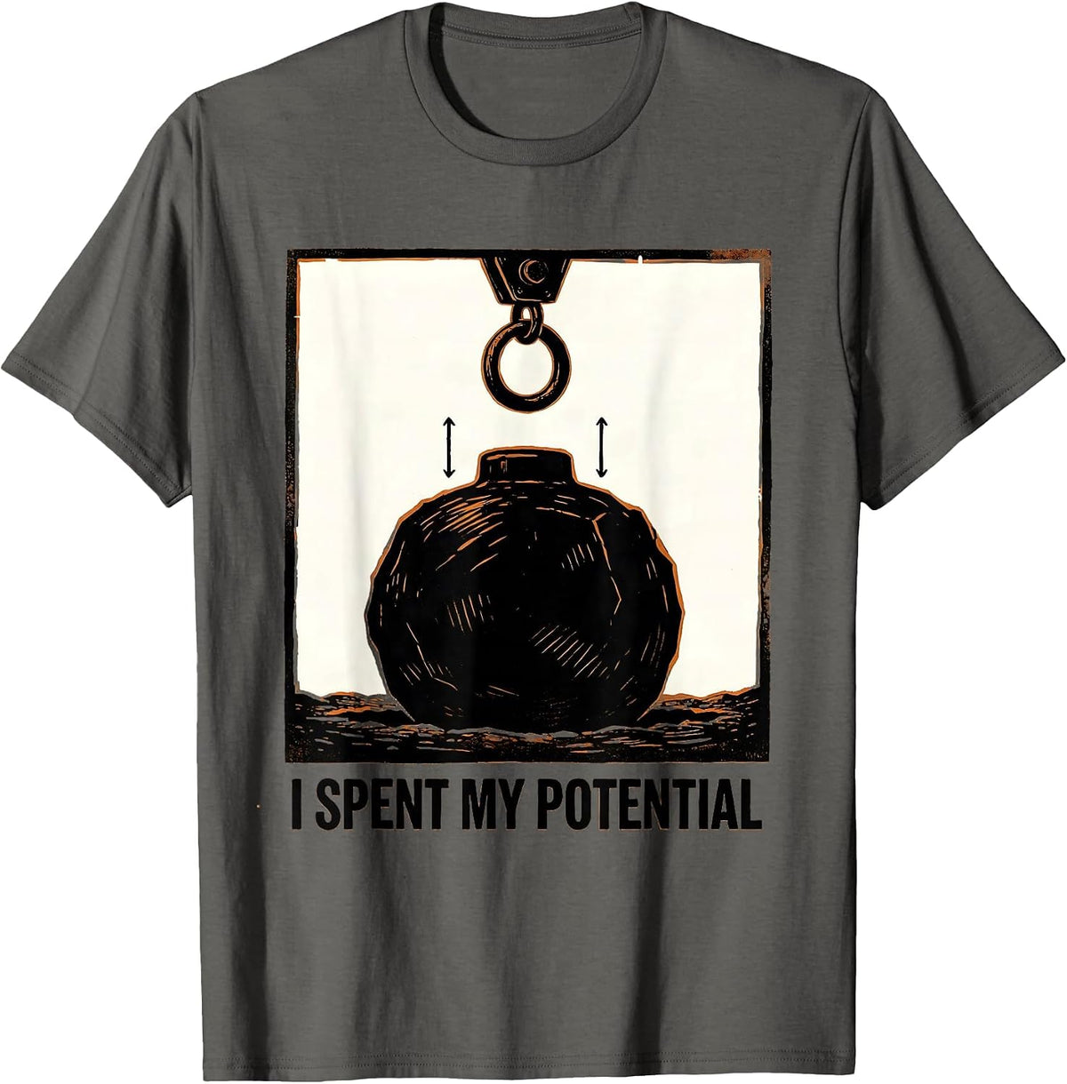 Men's I Spent My Potential Funny Physics Pun Humor T-Shirt - Asphalt Grey
