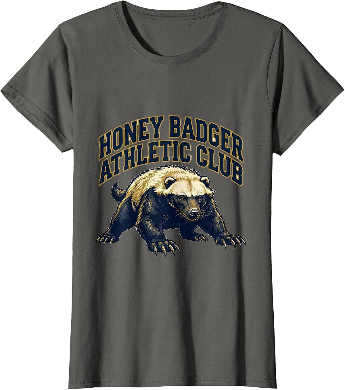 Women's Honey Badger Athletic Club Funny Wildlife Animal Lover Gift T-Shirt - Asphalt Grey