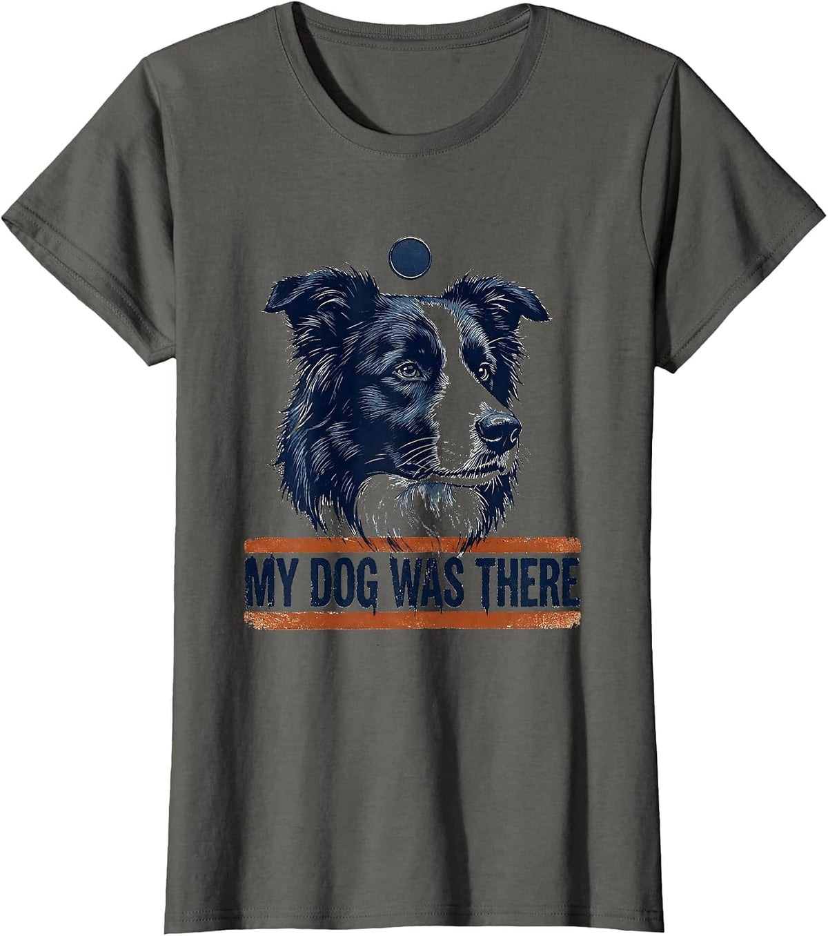 Women's My Dog Was There Funny Border Collie Alien UFO Novelty T-Shirt - Asphalt Grey