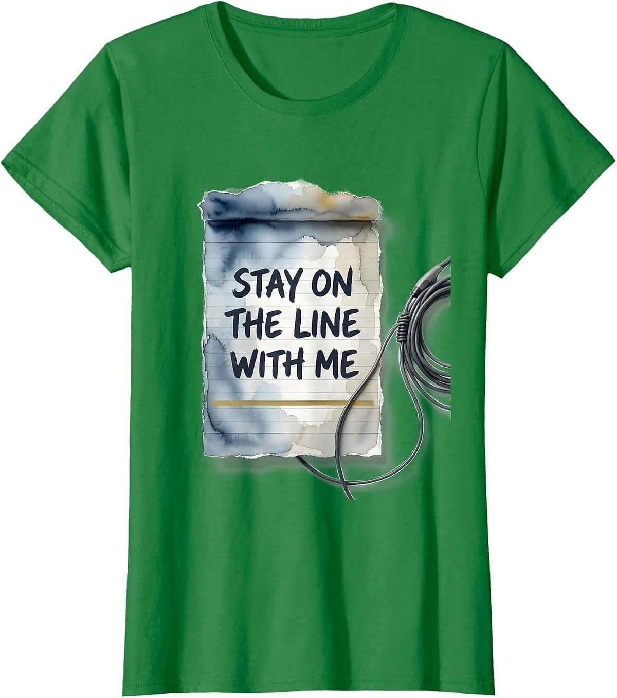 Women's Stay On The Line With Me Watercolor 911 Dispatcher Tribute T-Shirt - Kelly Green