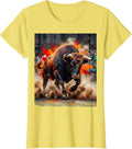 Charging Bull Dust Cloud Graphic Design T-Shirt - Lemon Yellow