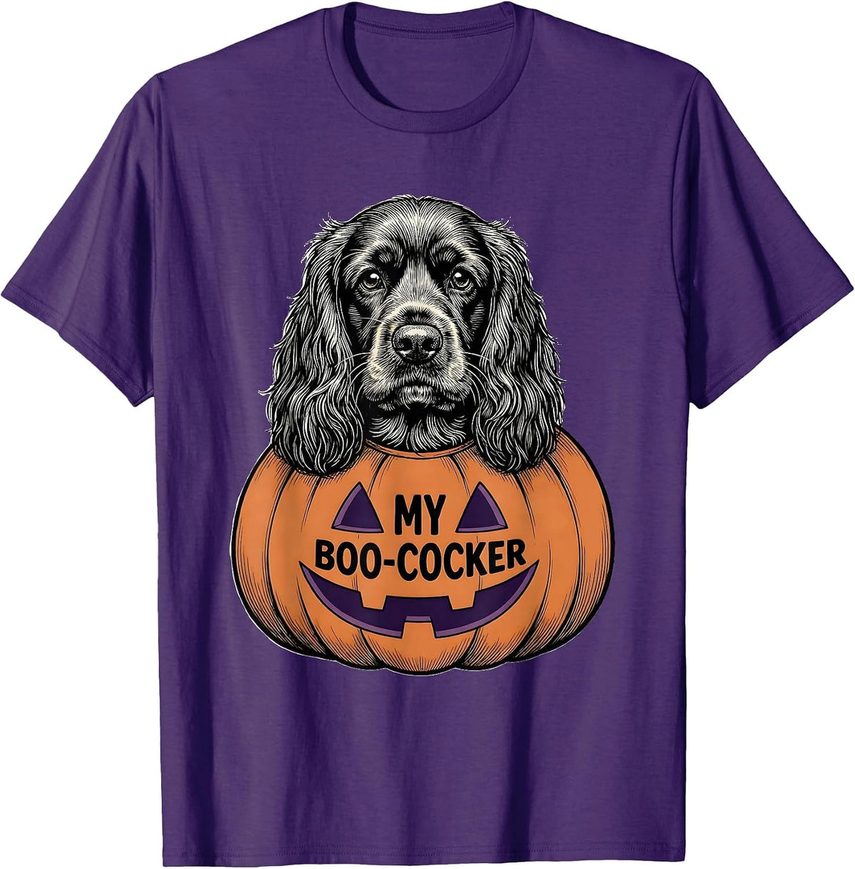 Men's My Boo-Cocker Funny Cocker Spaniel Dog Lover Halloween T-Shirt - Purple