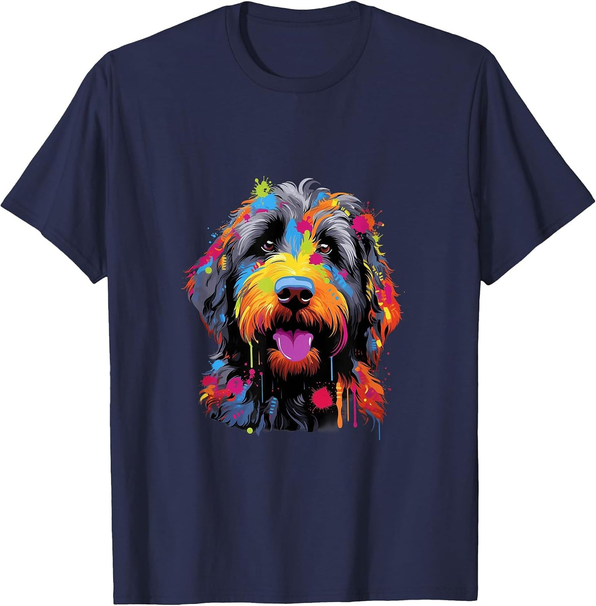 Labradoodle Pop Art I Dog Lover I Splash Art Labradoodle T-Shirt - Navy Blue