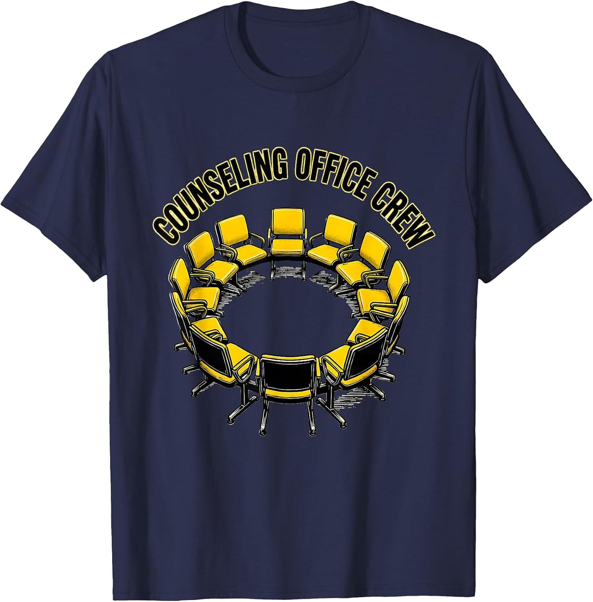 Men's Counseling Office Crew Retro Groovy School Counselor Humor T-Shirt - Navy Blue