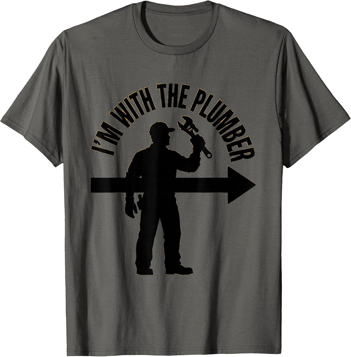 I'm With The Plumber Funny Halloween Group Costume T-Shirt - Asphalt Grey