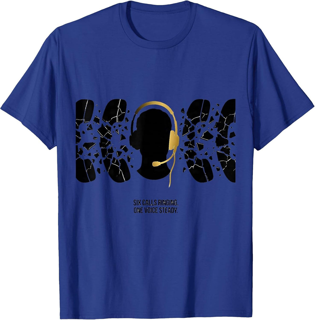 Men's Six Calls Ringing, One Voice Steady Thin Line 911 Dispatcher T-Shirt - Royal Blue