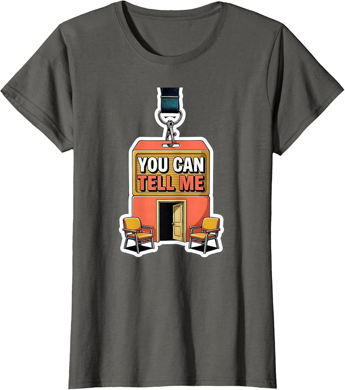 Women's You Can Tell Me Groovy Retro School Counselor Appreciation T-Shirt - Asphalt Grey