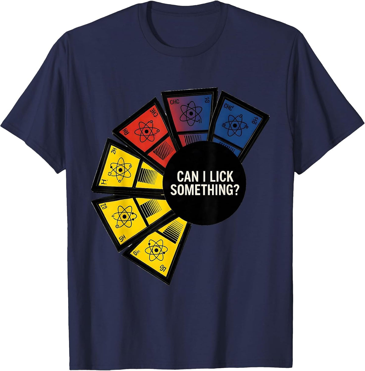 Can I Lick Something Funny Periodic Table Science Teacher T-Shirt - Navy Blue