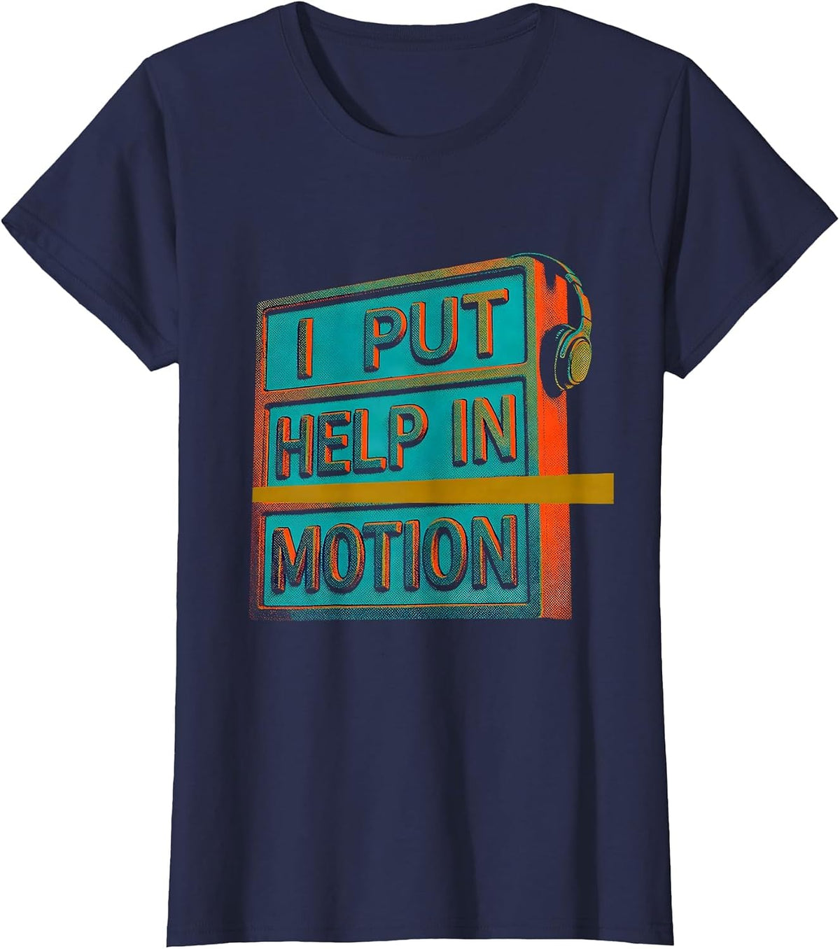 Women's I Put Help In Motion Risograph 911 Dispatcher Thin Gold Line T-Shirt - Navy Blue
