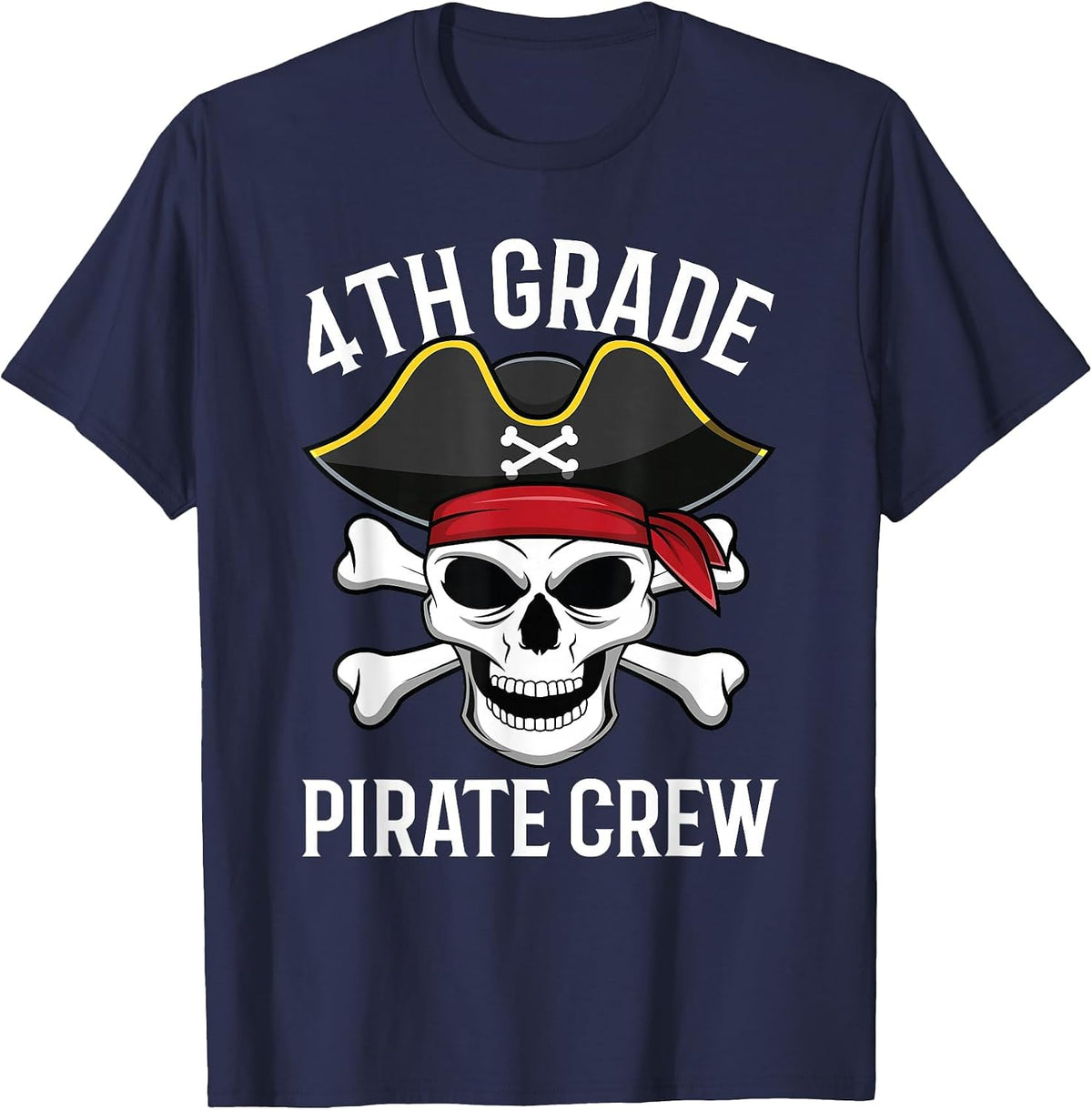 4th Grade Pirate Crew Costume for Student Teacher T-Shirt - Navy Blue