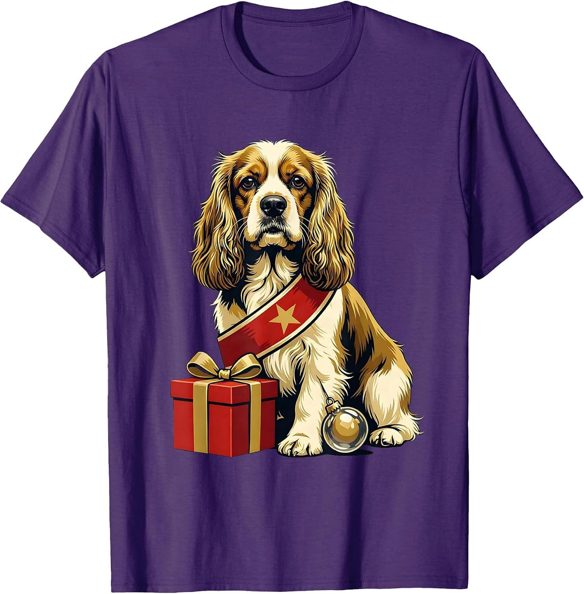 Cocker Spaniel Portrait Christmas Dog Breed Humor T-Shirt - Purple