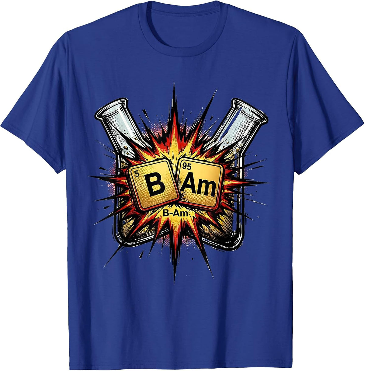 Men's B-Am Comic Book Chemistry Periodic Table Science Geek Gift T-Shirt - Royal Blue