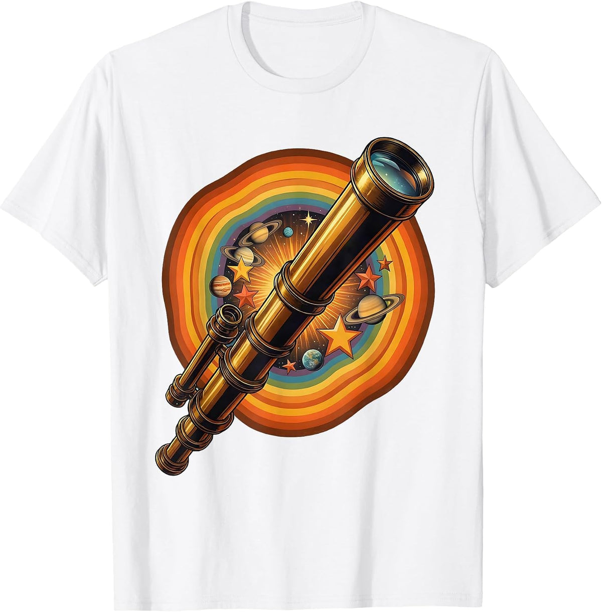 Teacher Astronomer Telescope Classroom Science Art T-Shirt - White