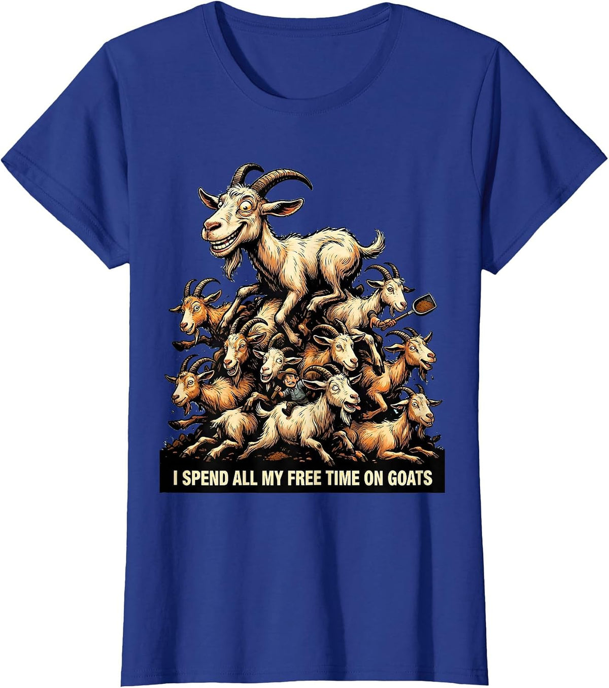Women's I Spend All My Free Time On Goats Funny Goat Lover Farmer T-Shirt - Royal Blue