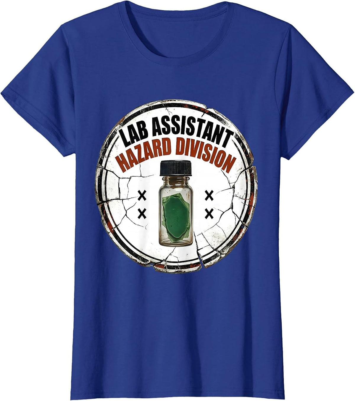 Women's LAB ASSISTANT HAZARD DIVISION Funny Science Teacher Lab T-Shirt - Royal Blue