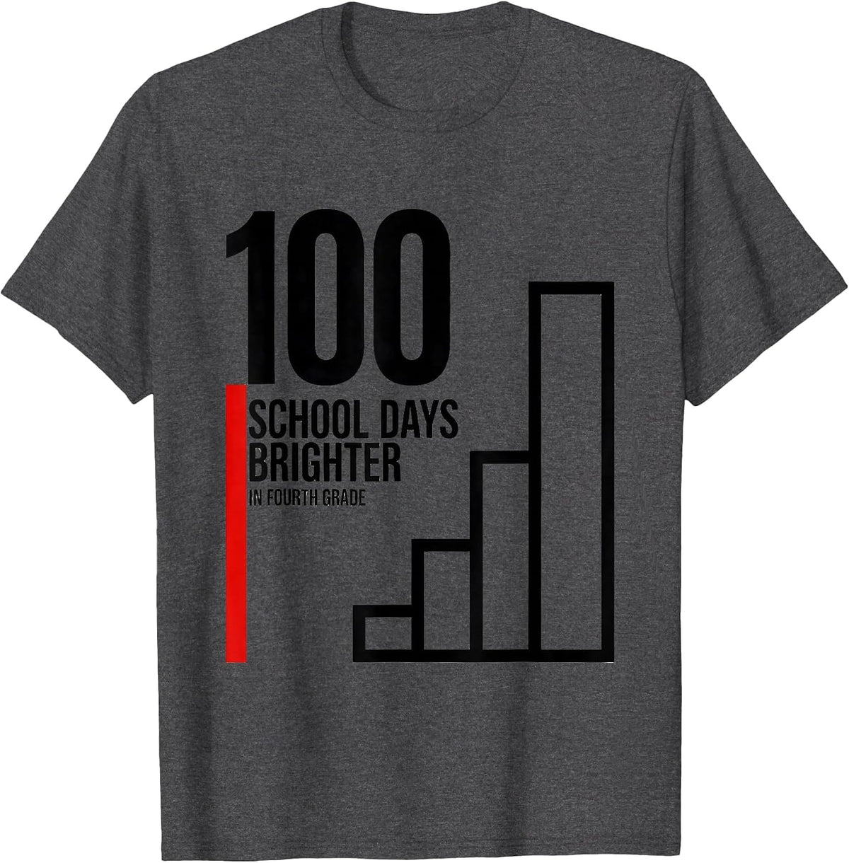 Men's 100 School Days Brighter In Fourth Grade Retro T-Shirt - Dark Heather Grey