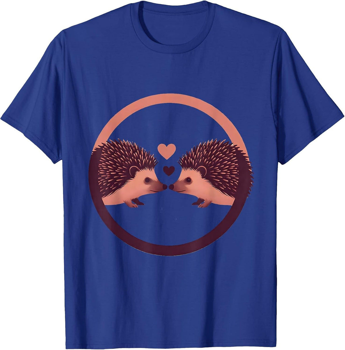 Men's Hedgehog Love Nose Touch Cute Couple Graphic T-Shirt - Royal Blue