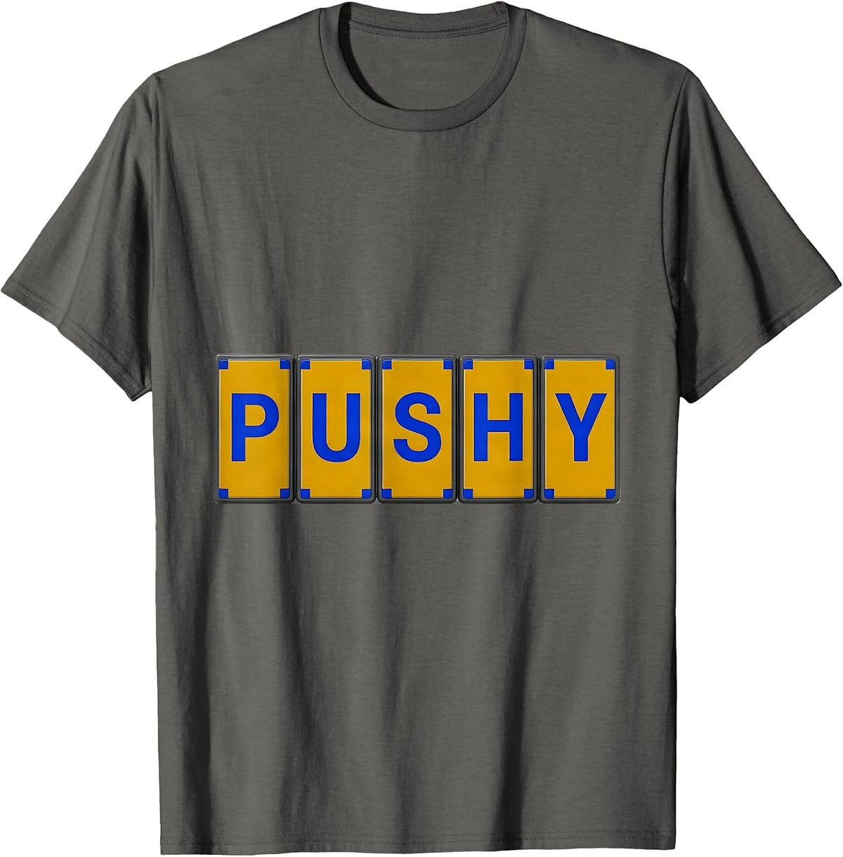 PUSHY Funny Science Element Wordplay Periodic Table T-Shirt - Asphalt Grey
