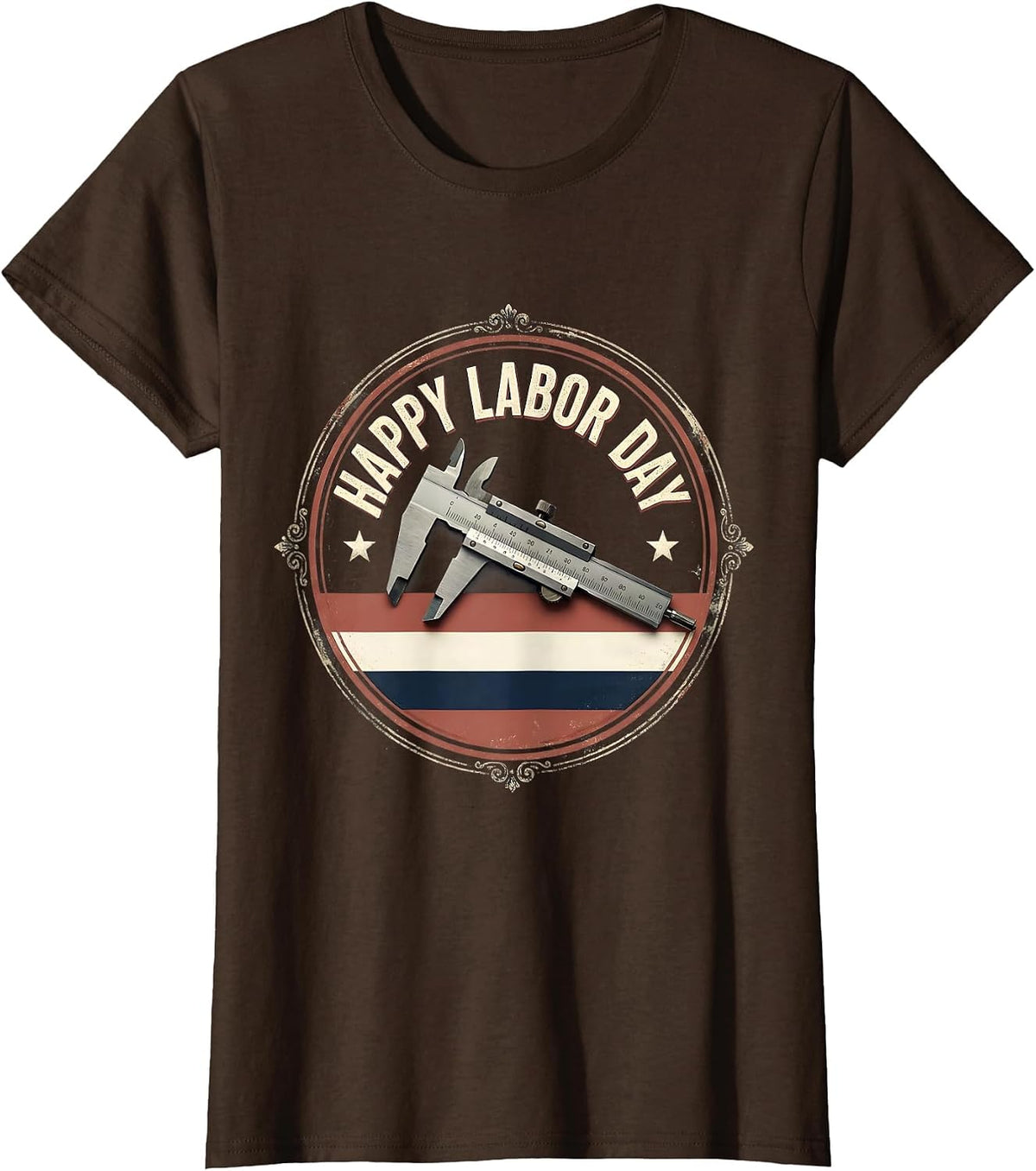 Women's Happy Labor Day Vintage Badge Union Worker Patriotic T-Shirt - Brown